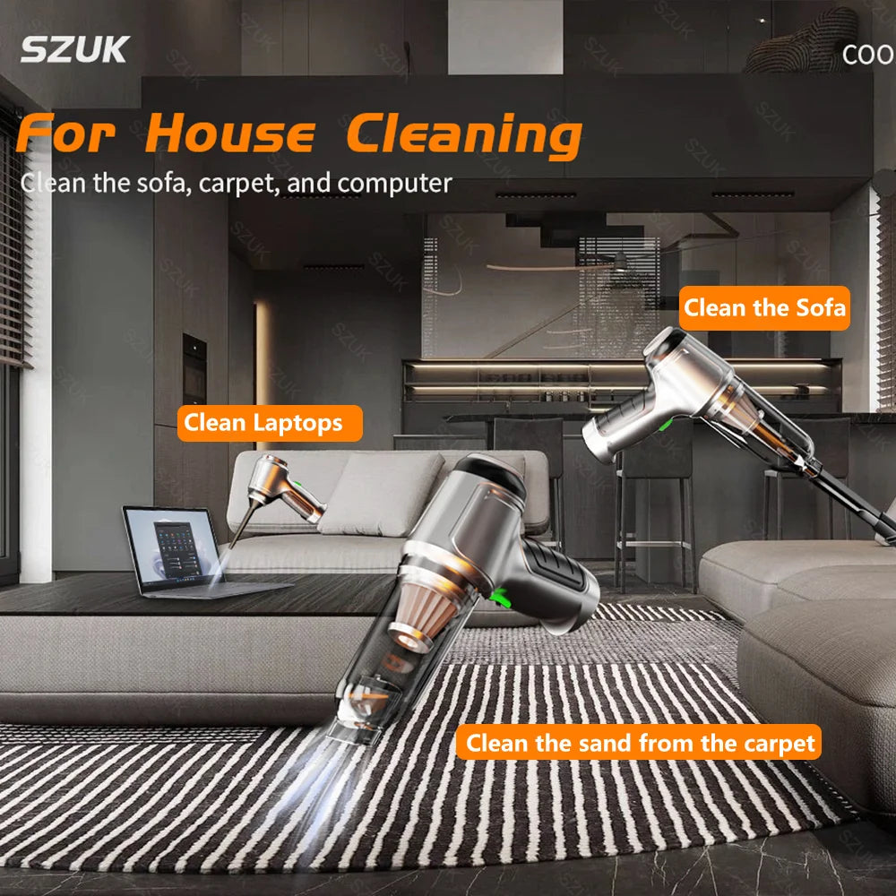 SZUK Mini Car Vacuum CIeaner 15000PA Wireless  Handheld Cleaning Machine Powerful Portable Blower Vacuum Cleaner For Car Hom