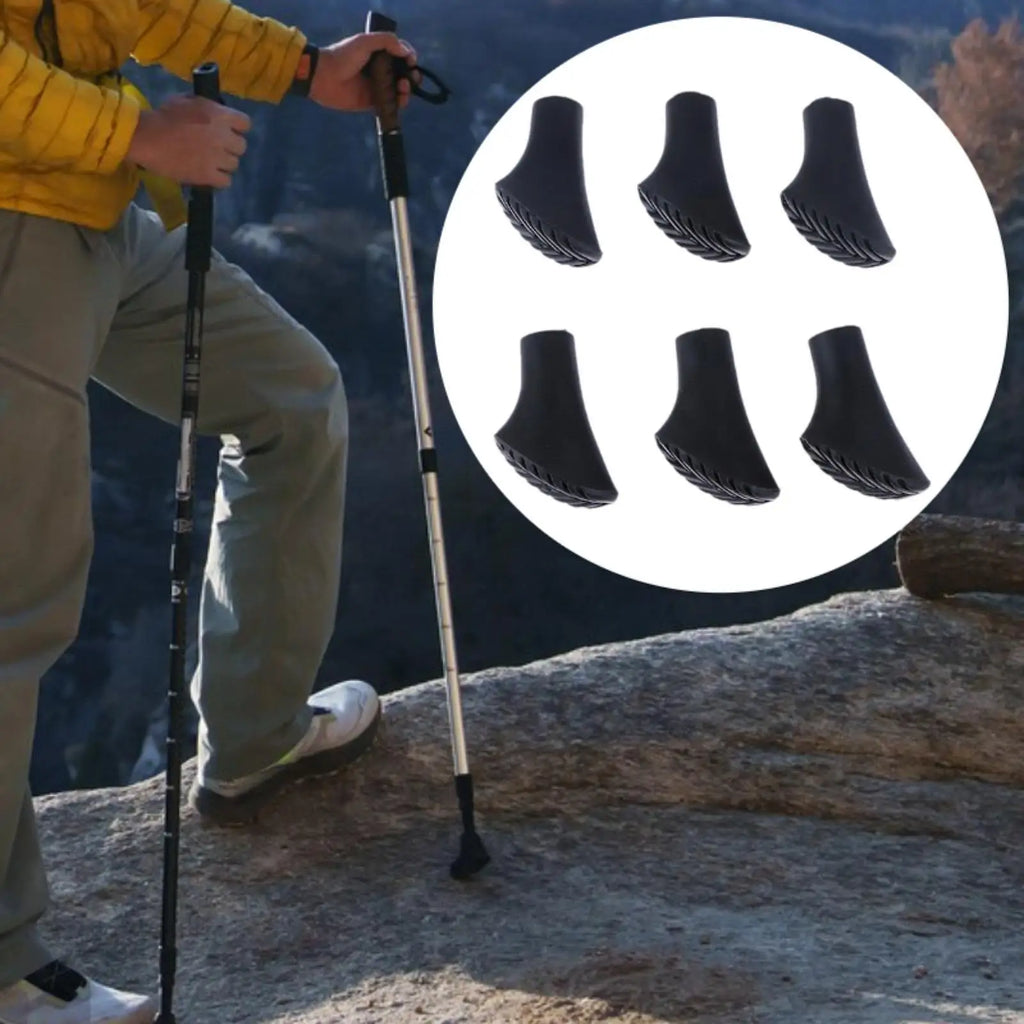6Pcs Trekking Pole Tips Nordic Walking Pole Cane Bottom Pads Climbing Hiking Protection Pads Tips Buffer 11mm Hole Diameter Part