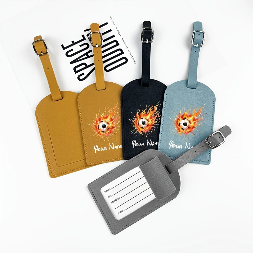 Customizable Name with Printed Football Design, Creative and Portable Travel ID Tag, Suitable for Suitcases
