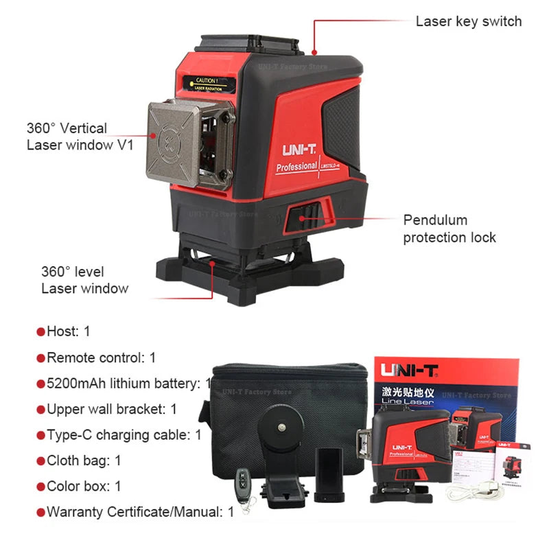 UNI-T LM573LD LM575LD LM576LD E Laser Level Tool 12 16 Lines 360 Self Leveling Professional Green Laser Level Meter