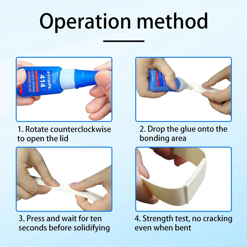 LOOLIFL 1-3pcs 414 Super Glue Instant Quick-drying Cyanoacrylate Adhesive Leather Rubber Wood Metal Strong Bond Liquid Glue Tool