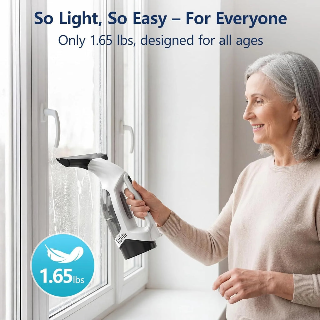 Window Vacuum Squeegee Cordless 2000Pa Electric Window Cleaner Tool with 2200mAh 150ml Water Collection Tank Window Cleaning Kit