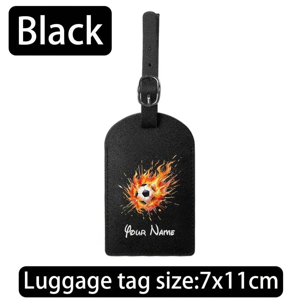 Customizable Name with Printed Football Design, Creative and Portable Travel ID Tag, Suitable for Suitcases