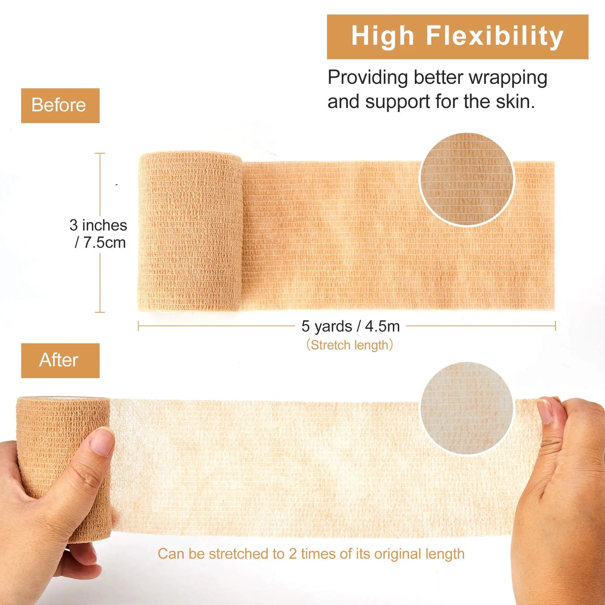 1-10 Rolls Elastic Breathable Medical Adhesive Bandage Self Adhesive Tape Beige Wrap For Wrist Ankle Finger Sports First Aid