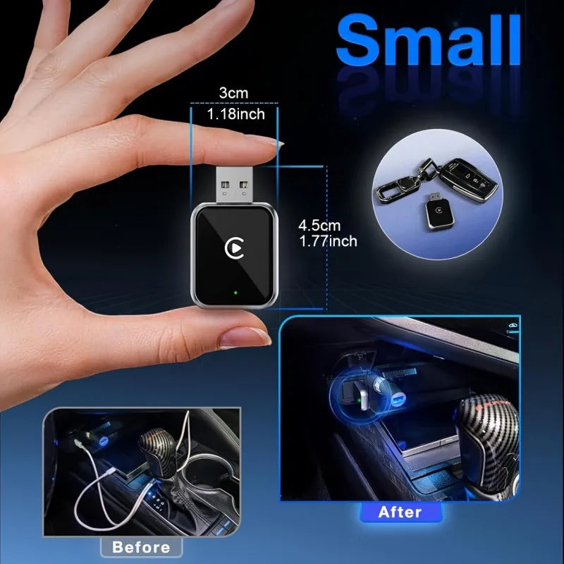 Wireless Carplay Adapter for iPhone Fast Auto Connection for iPhone Android Device Convert Wired to Carplay Wireless Adapter
