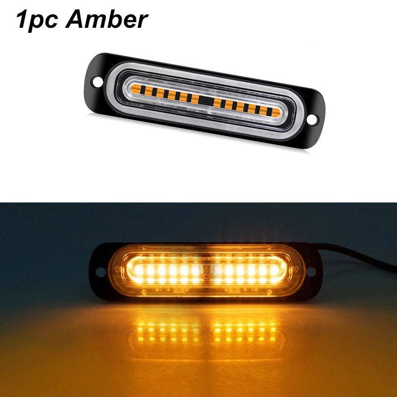 1x Truck 12V 24V 6smd LED Strobe Warning Light Strobe Grille Flashing Lightbar Car Beacon Lamp Amber Yellow White Traffic Light
