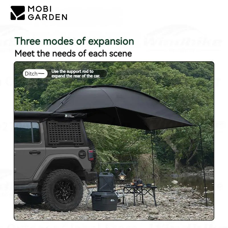 MOBI GARDEN Car Side Tent SUV Docking Camping Picnic Waterproof Sunscreen UPF50+ Convenient Black Advanced Canopy Awning Outdoor