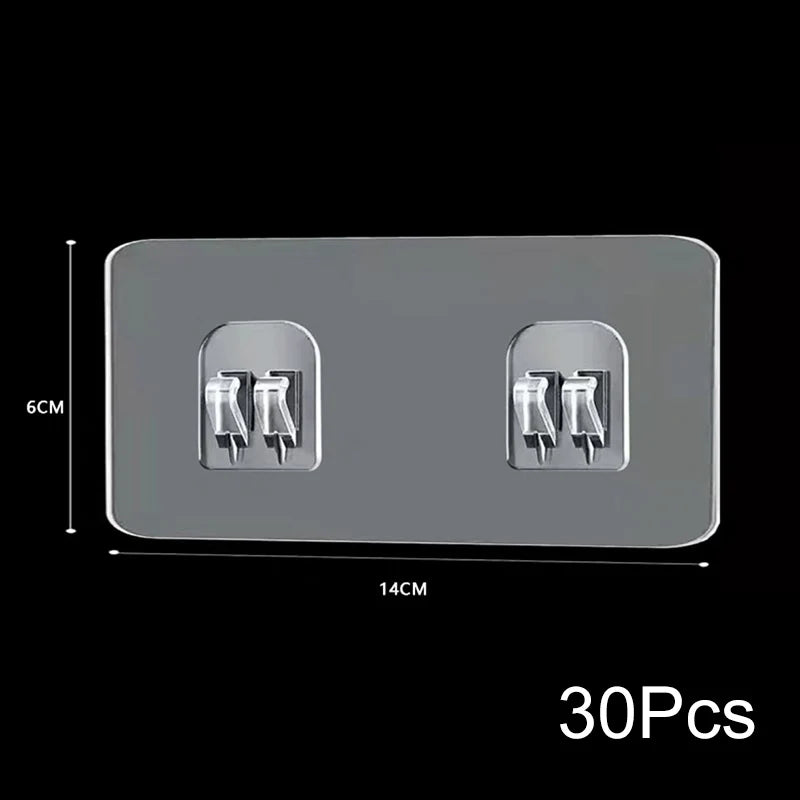 10-50pcs Transparent Self Adhesive Hooks Hanging Holder Shelf Hook for Kitchen Bathroom Wall Storage Rack Fixing Sticker Gadgets