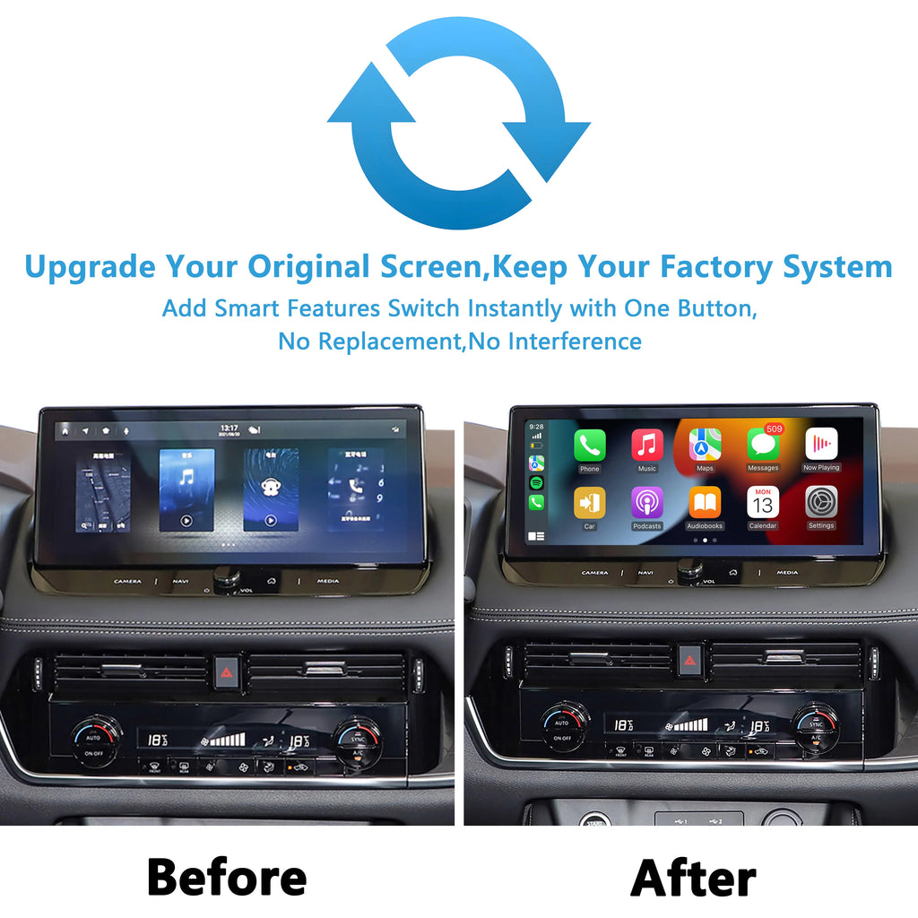 Apple CarPlay for Nissan X-Trail Qashqai ePower Rogue Altima 2023-2025 Add Wireless Android Auto 360 Camera Bird View System