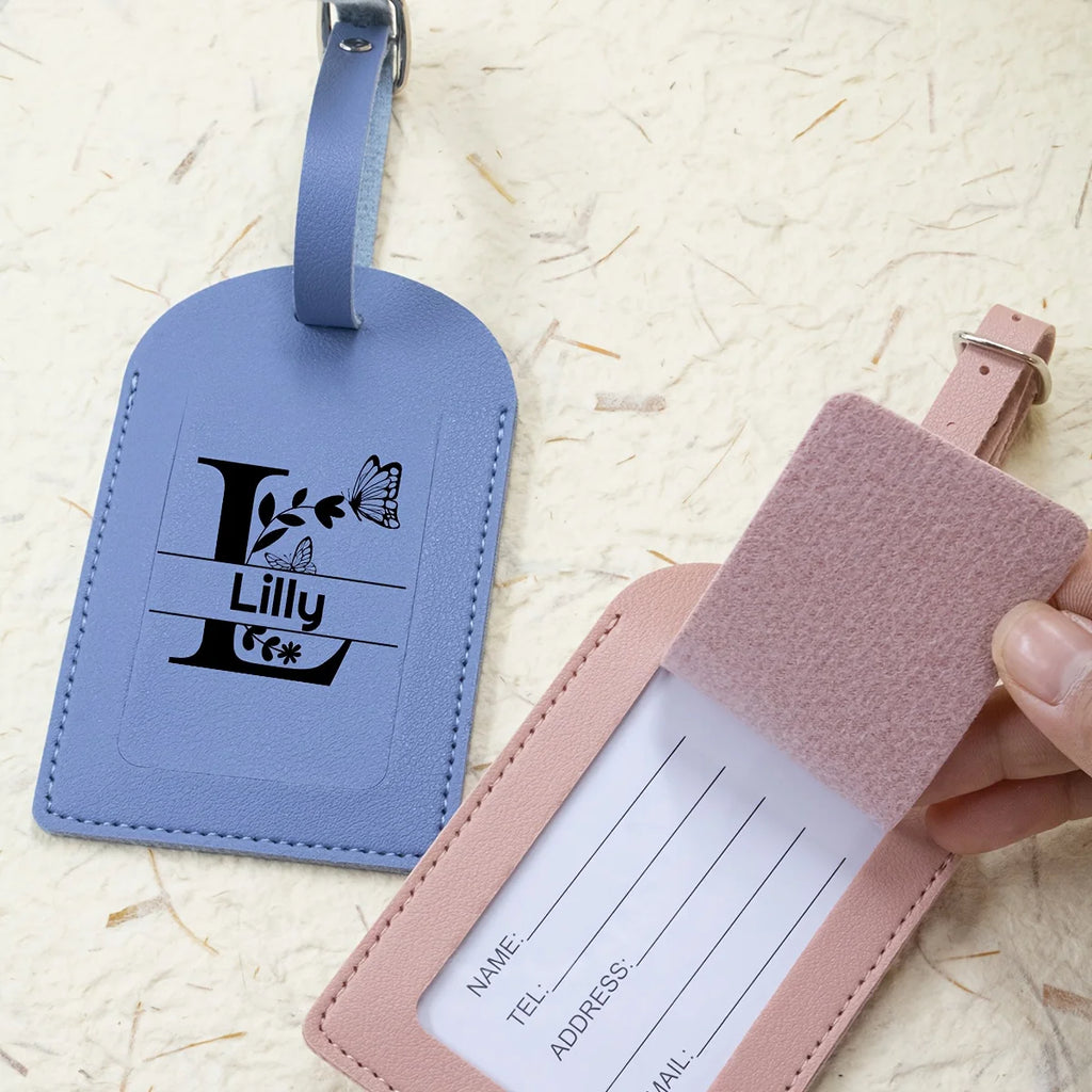 Custom Luggage Tags - with Name, Personalized Faux Leather Luggage Tags, Custom Luggage Tags, Customizable Letter Luggage Tags