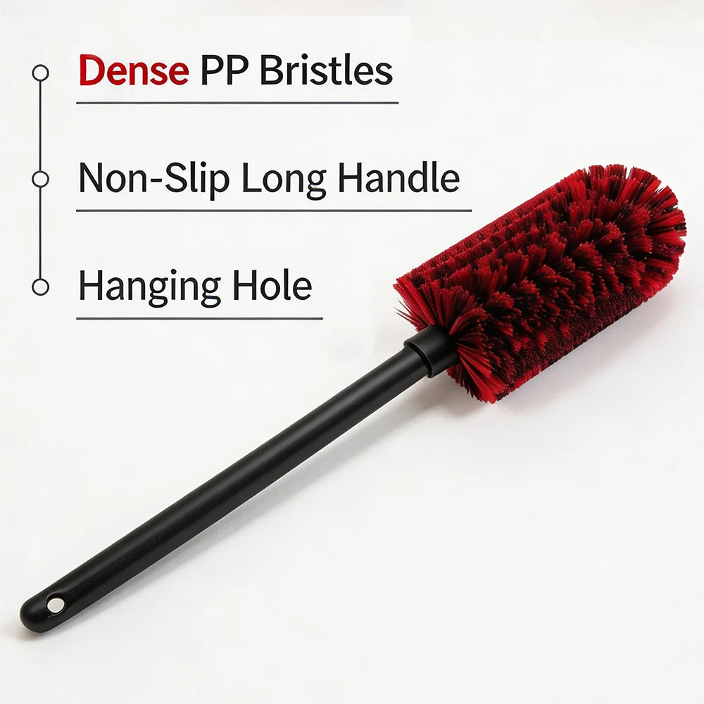 Car Alloy Wheel Cleaning Brush Long Handle PP Bristles for Rim Gap Brake Dust Remover Auto Tire Washing Care Tools