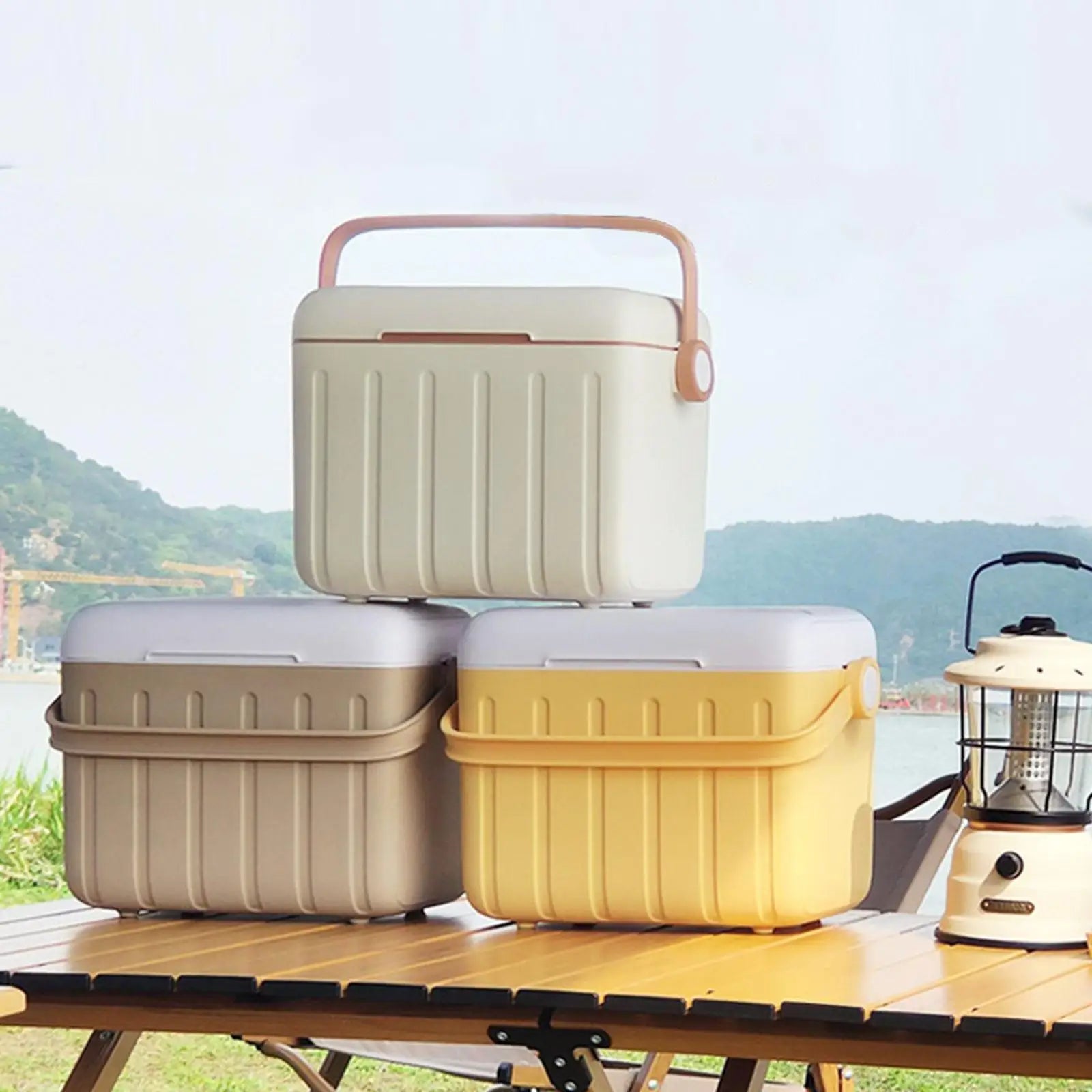 Insulated Cooler Box Carrier Airtight Cold/Heat Preservation Cooler Container Ice Chest Box for Beach Sports Stall Outdoor BBQ