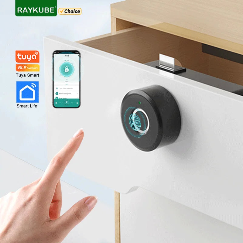 RAYKUBE ZW172 Tuya BLE Biometric Fingerprint Lock Keyless Cabinet Lock Smart Drawer Lock Anti-theft Lock Drill-Free Installation
