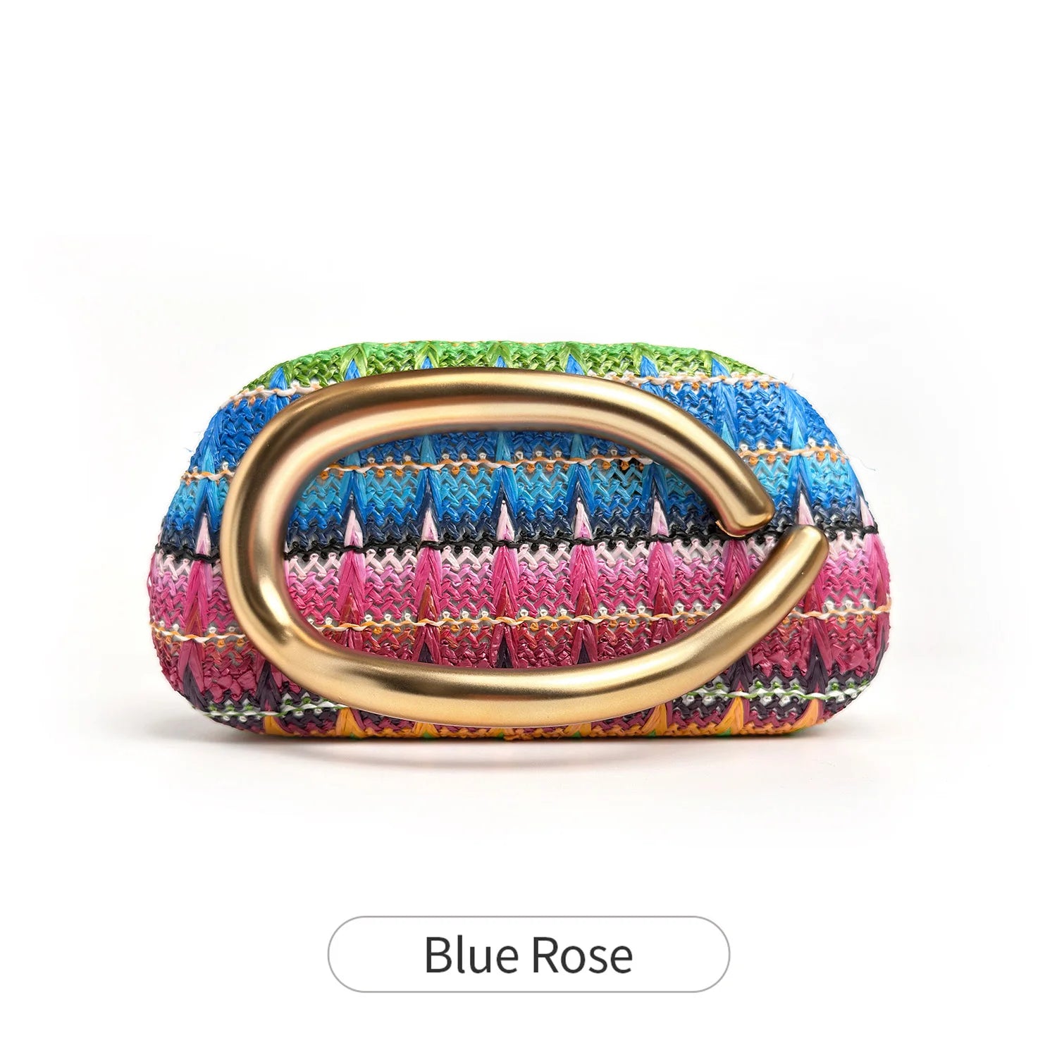 Stylish and colorful woven women's evening bag luxurious metal buckle box shaped clutch gold chain crossbody party evening bag