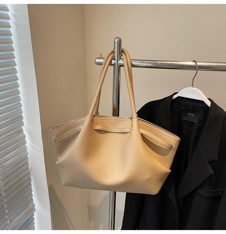 Luxury Fashion Niche Design Soft PU Leather Tote Bag Spacious Capacity Women's Shoulder Bag Crossbody Bag Commuting Travel