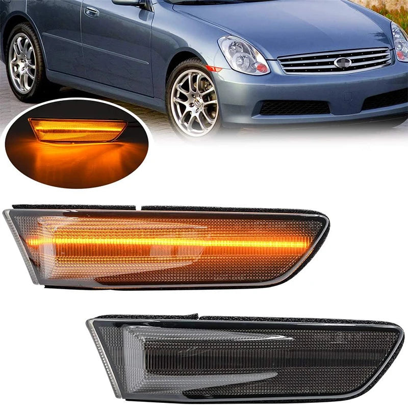 LED Amber Bumper Side Marker Lights For Nissan Skyline 350GT For 2003-2007 Infiniti G35 V35 Coupe Turn Signal Lights 26180AM800