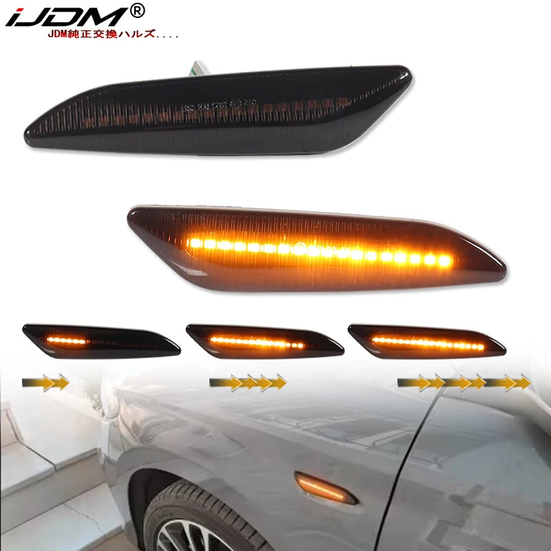 2pc Car Sequential Flashing LED Amber Turn Signal Side Marker Light For Alfa Romeo 147 156 Fiat Egea Tipo Lancia Delta Ypsilon 3