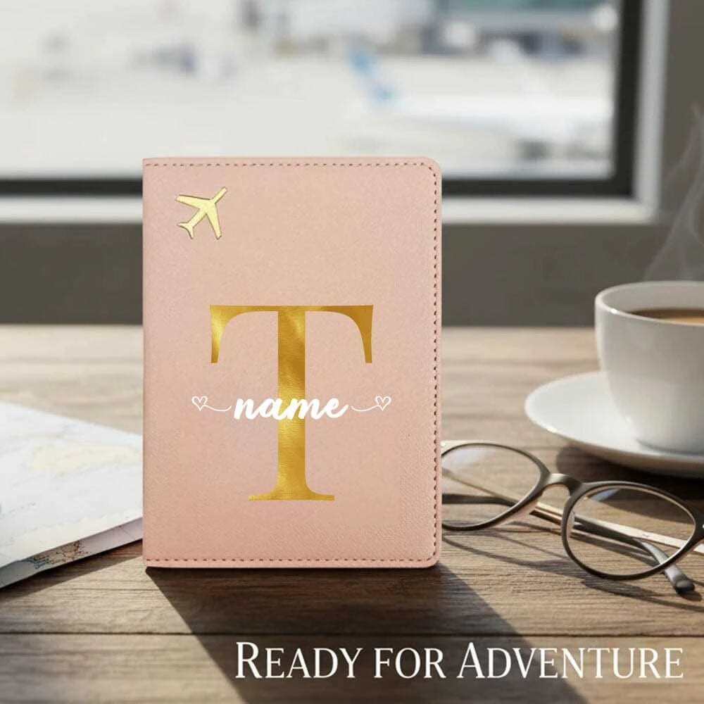 1pc Customized Name PINK Travel PU Passport Cover Passport Holder RFID Organizer Slim Wallet Coin Purse ID Card Case Ultra