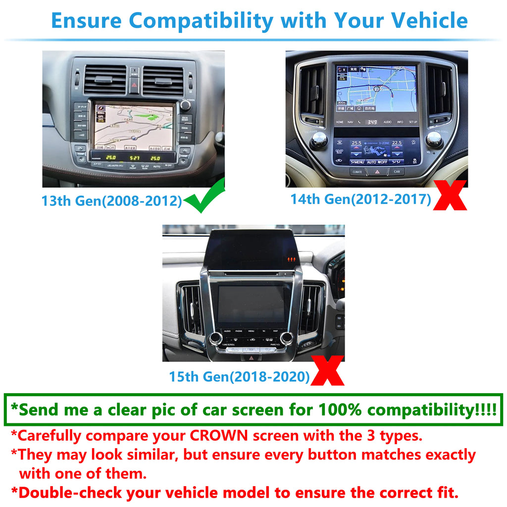 Wireless CarPlay & Android Interface for TOYOTA Crown 2008-2012, Fit GRS200 GRS201 GRS202 GRS203 GRS204 GWS204 URS206 UZS207