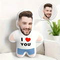 Customized "I Love You" Mini Plush Doll Personalized Photo Pillow, Perfect Couple Gift, Soft Polyester