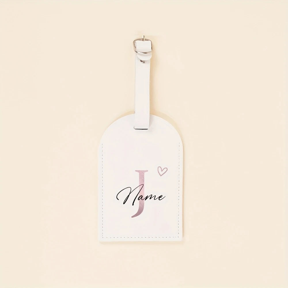 Custom Name Tag - Elegant Font Engraving Name/Initials, PU Material - Wedding,Birthday, Travel Gift - Customizable Letter (A-Z)