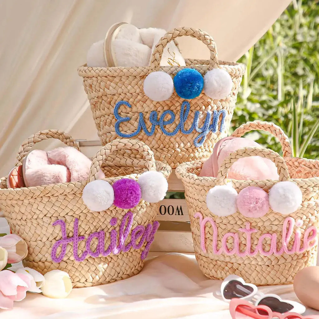 Personalized Straw Bridesmaid Tote Bag, Custom Beach Bag, Bachelorette Party Gift Bag, Gift Package, Gift Basket Tote