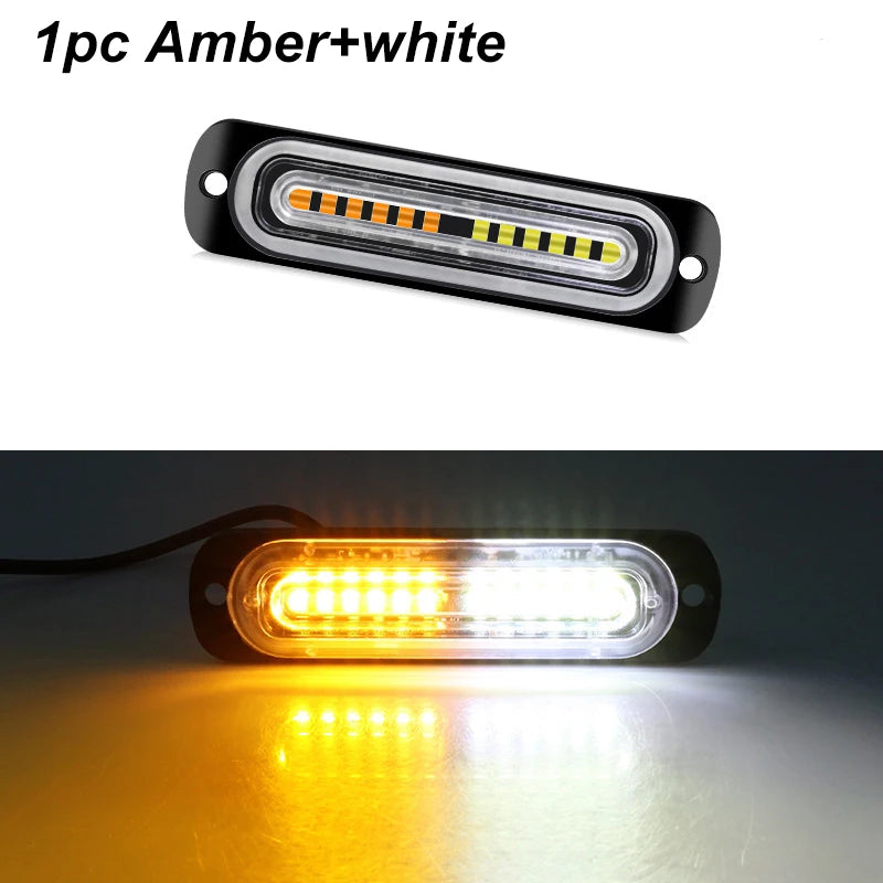 1x Truck 12V 24V 6smd LED Strobe Warning Light Strobe Grille Flashing Lightbar Car Beacon Lamp Amber Yellow White Traffic Light