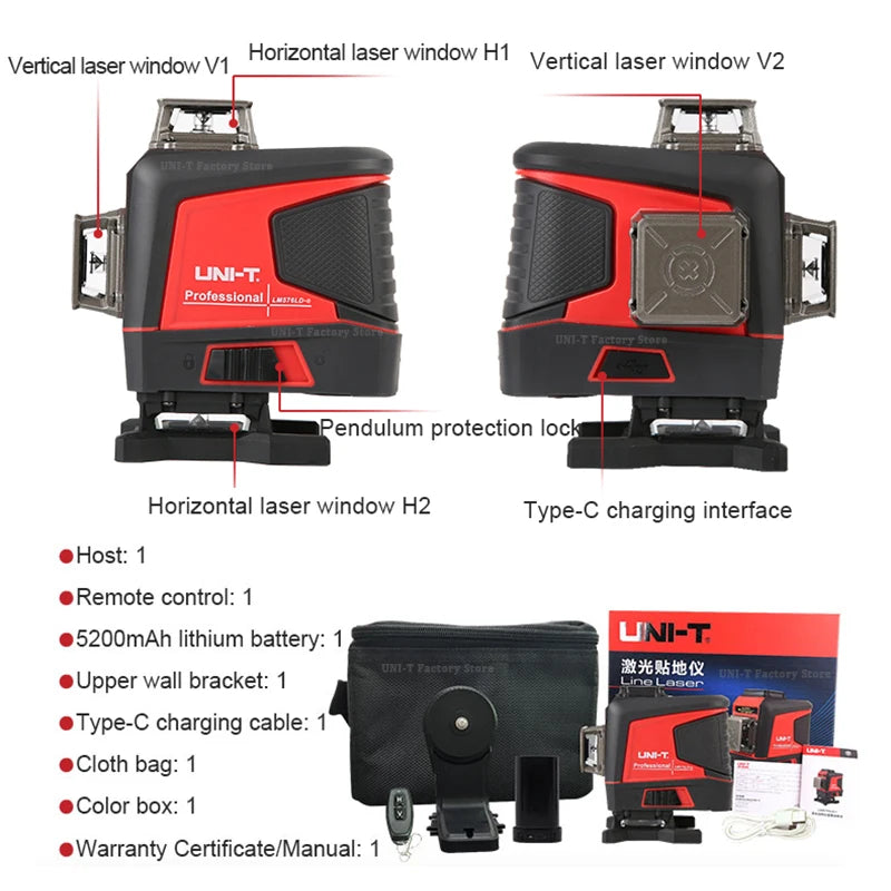 UNI-T LM573LD LM575LD LM576LD E Laser Level Tool 12 16 Lines 360 Self Leveling Professional Green Laser Level Meter