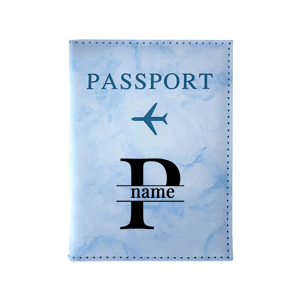 Customize Name Passport Cover Travel Wedding Passport Holder Organizer Personalized Black Initial Letter Printing Passport