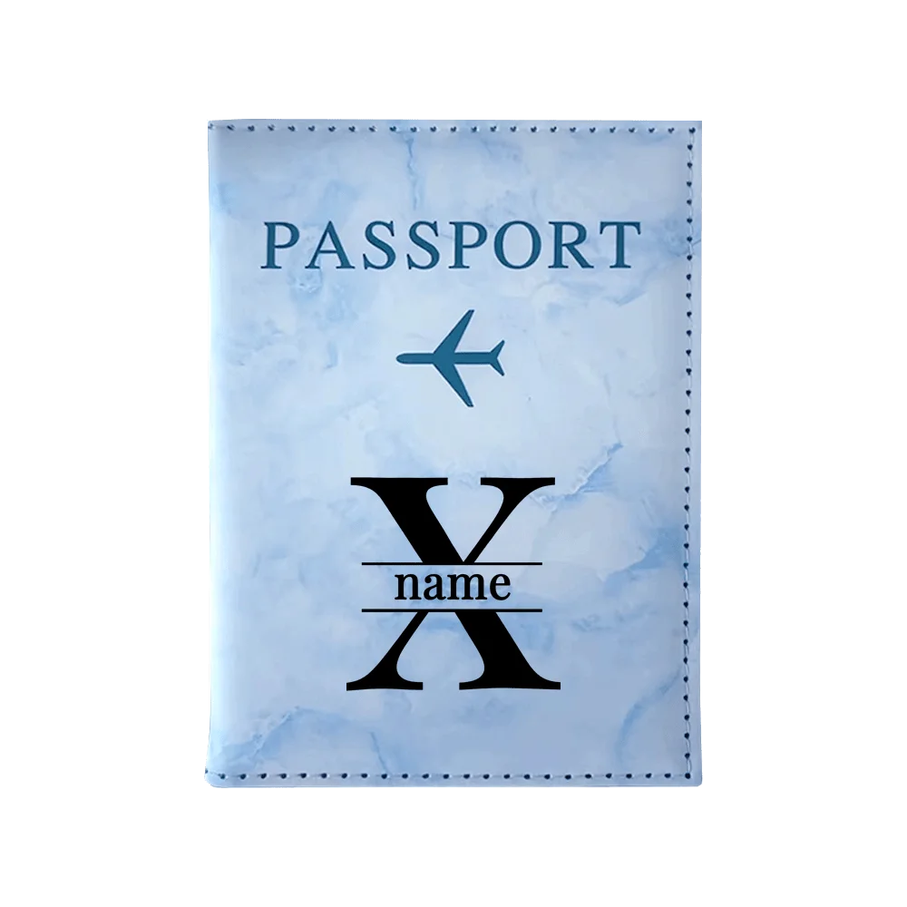 Customize Name Passport Cover Travel Wedding Passport Holder Organizer Personalized Black Initial Letter Printing Passport