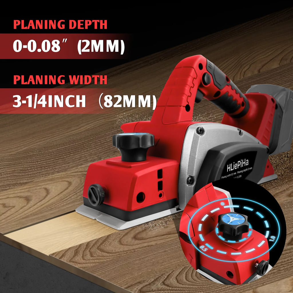 Brushless Electric Planer 15000RPM Cordless Handheld Power Planer Carpenter Home DIY for Milwaukee 18V Battery (No Battery)
