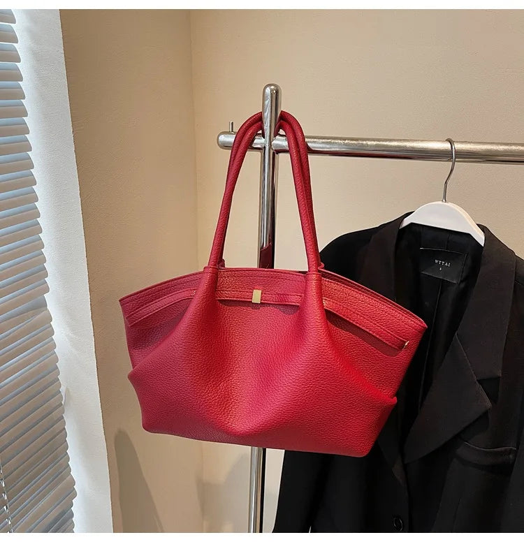 Luxury Fashion Niche Design Soft PU Leather Tote Bag Spacious Capacity Women's Shoulder Bag Crossbody Bag Commuting Travel