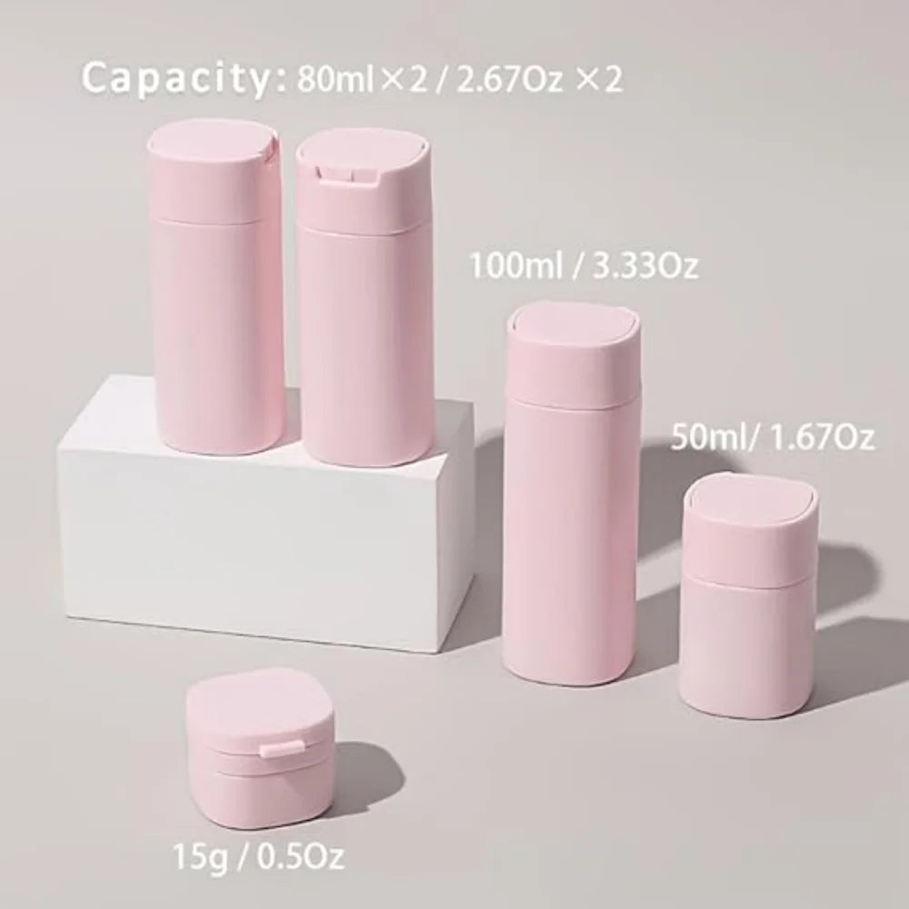 5pcs Travel Cream Dispenser Bottles Set Travel Bottles Toiletry Containers Set, TSA Approved, Travel Essentials