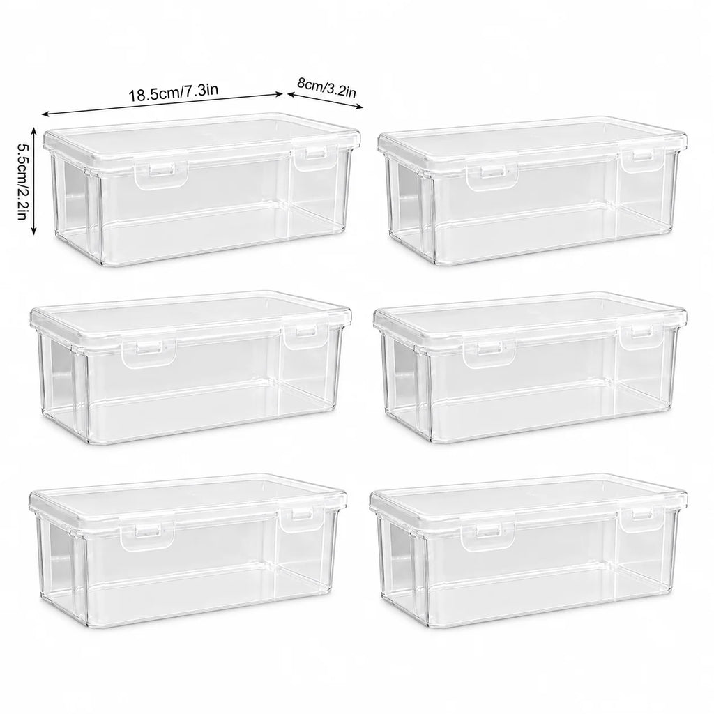 Clear Plastic Storage Boxes With Secure Lids Stackable Small Organizer Containers Dust Proof Home Storage Bins For Drawer Bathroom Kitchen Office Craft Cosmetic Sundries Organizing