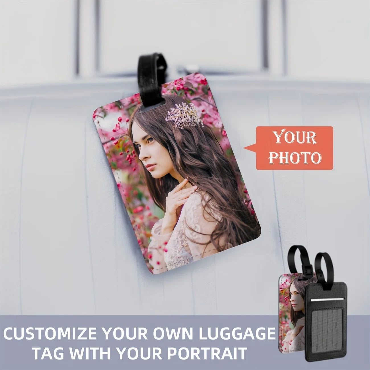 Customized Luggage Tags With Personalized Photos - Suitable for Suitcases, Backpacks and Handbags. Durable PU Travel Document