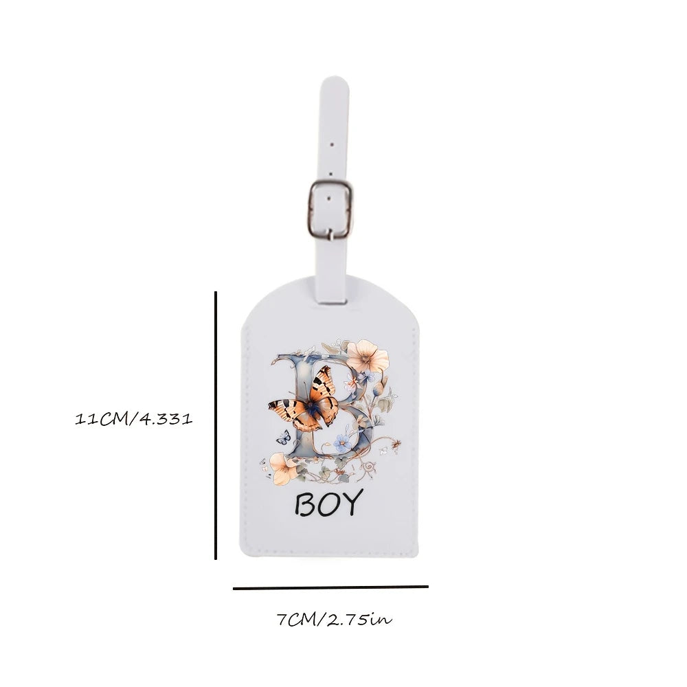 Custom White Luggage Tags Suitable for Suitcase, Clothing & Jewelry - Name/Logo/Text, 26 Floral Letter & Alphabet Tags