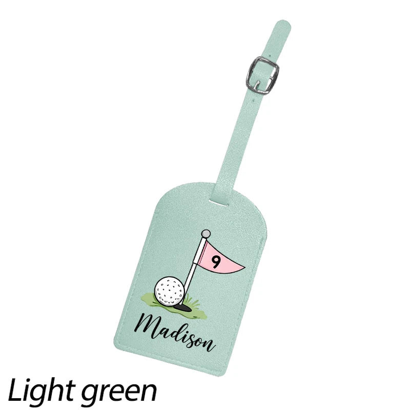 Custom Personalized Synthetic Leather Luggage Tag Golf Theme PU Material Privacy Flap Cover Travel Bag Identifier Perfect