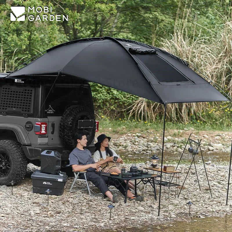 MOBI GARDEN Car Side Tent SUV Docking Camping Picnic Waterproof Sunscreen UPF50+ Convenient Black Advanced Canopy Awning Outdoor