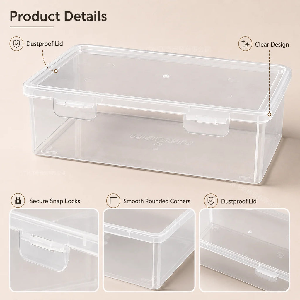 Clear Plastic Storage Boxes With Secure Lids Stackable Small Organizer Containers Dust Proof Home Storage Bins For Drawer Bathroom Kitchen Office Craft Cosmetic Sundries Organizing