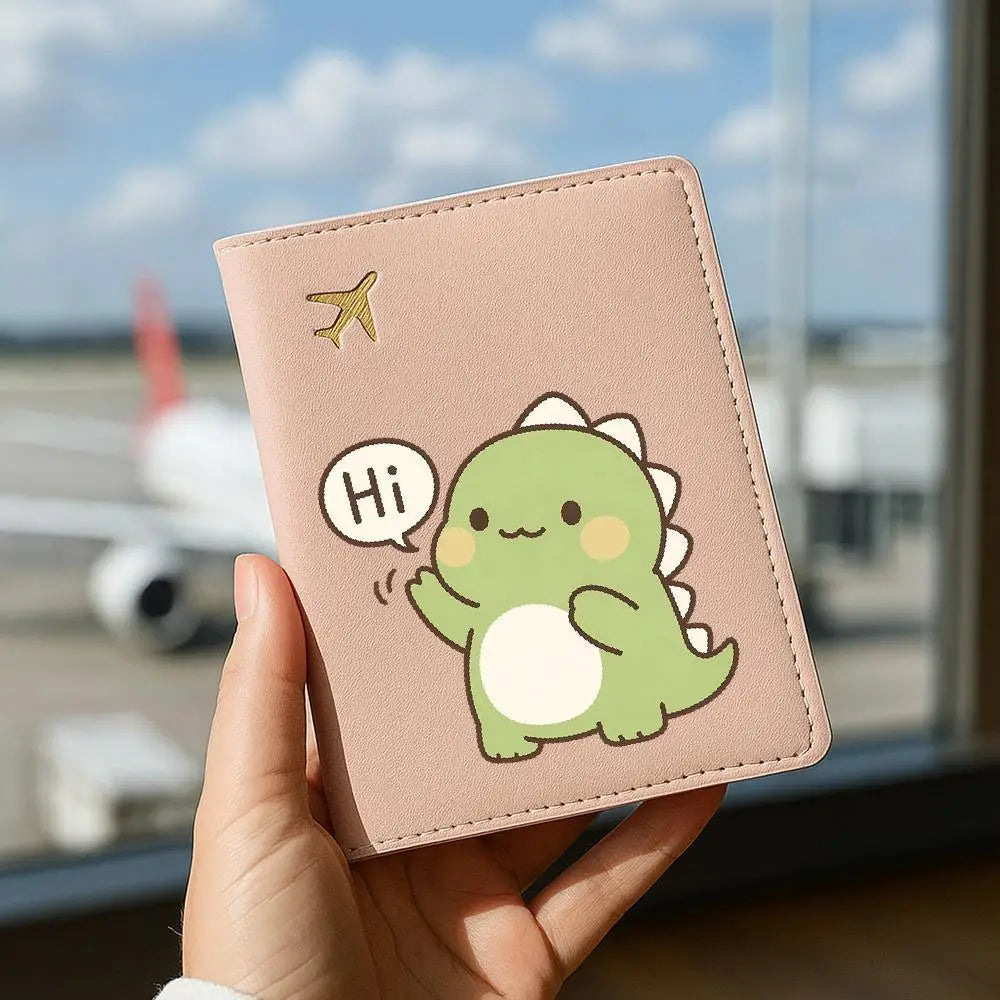 Cute Dinosaur Print Passport Holder Stylish Travel Wallet Lovely Birthday Anniversary Gift for Women