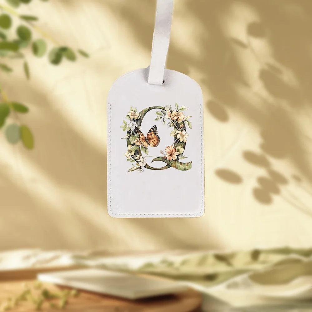 Custom White Luggage Tags Suitable for Suitcase, Clothing & Jewelry - Name/Logo/Text, 26 Floral Letter & Alphabet Tags