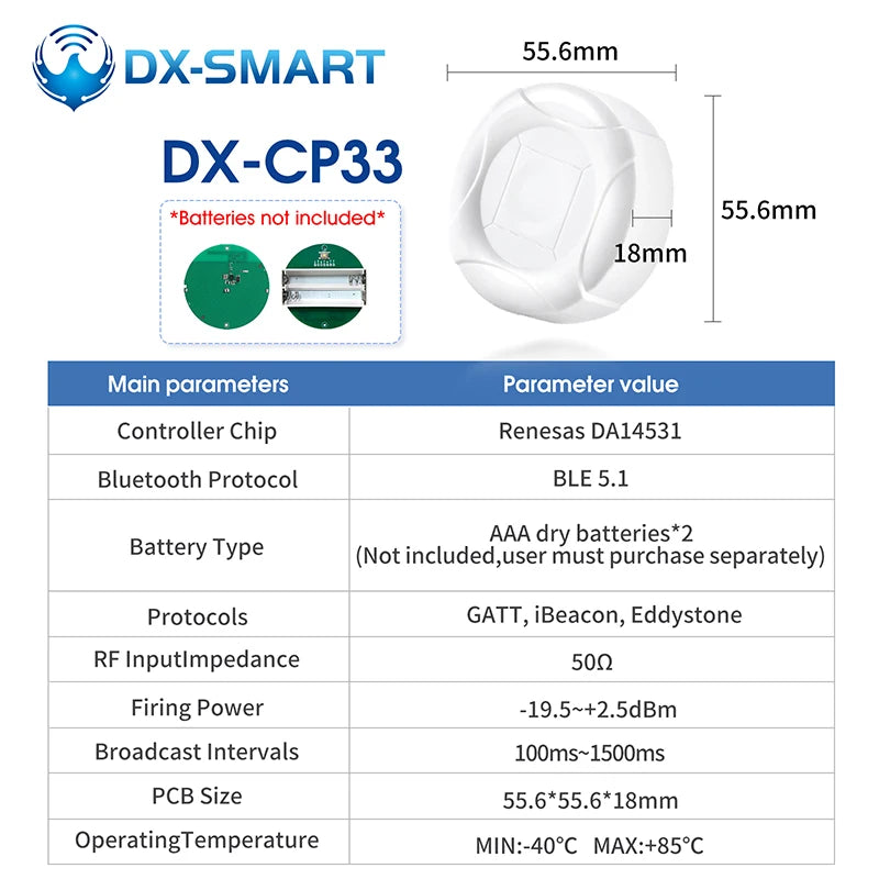 DX-SMART 120m Long Range size Smallest Eddystone ibeacon Ble Bluetooth Beacon DX-CP28 iot device for indoor tracking beacon