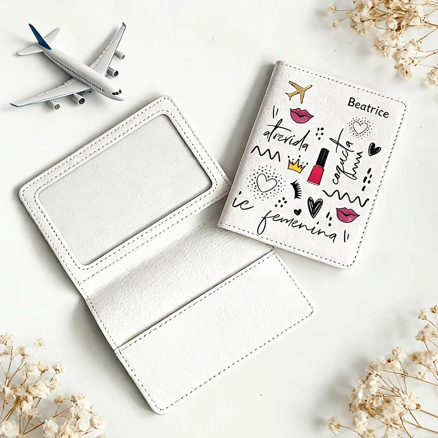 Customizable Text Name Passport Holder, Fashionable Letter Pattern Passport Case,Lightweight and Suitable for Travel and Outings