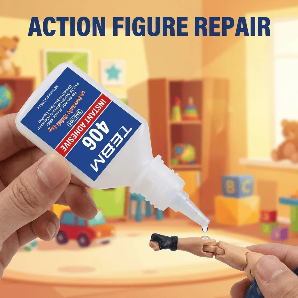 TEBM Super Glue Instant Quick-drying Cyanoacrylate Adhesive Leather Rubber Wood Metal Strong Bond Liquid Glue Tool