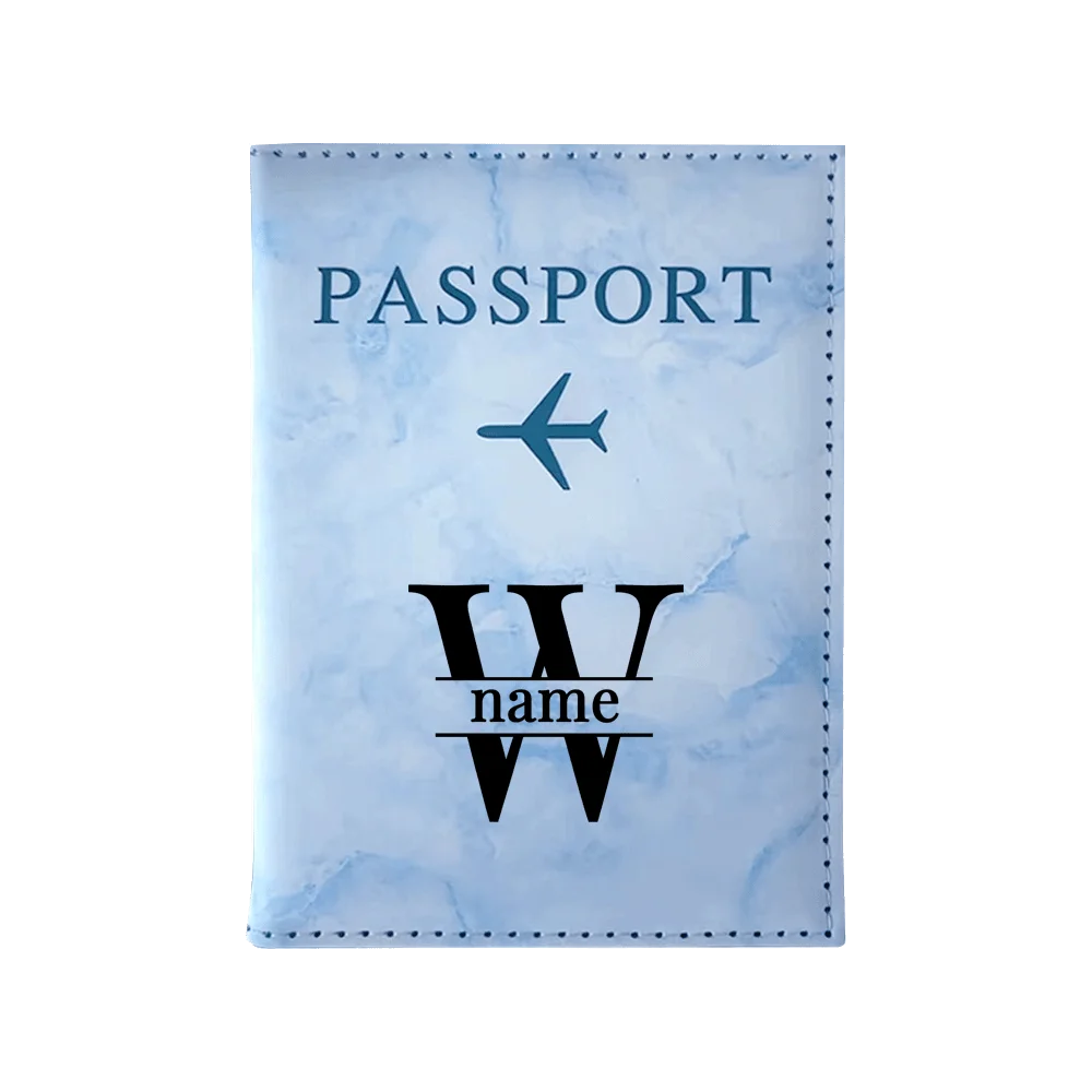 Customize Name Passport Cover Travel Wedding Passport Holder Organizer Personalized Black Initial Letter Printing Passport