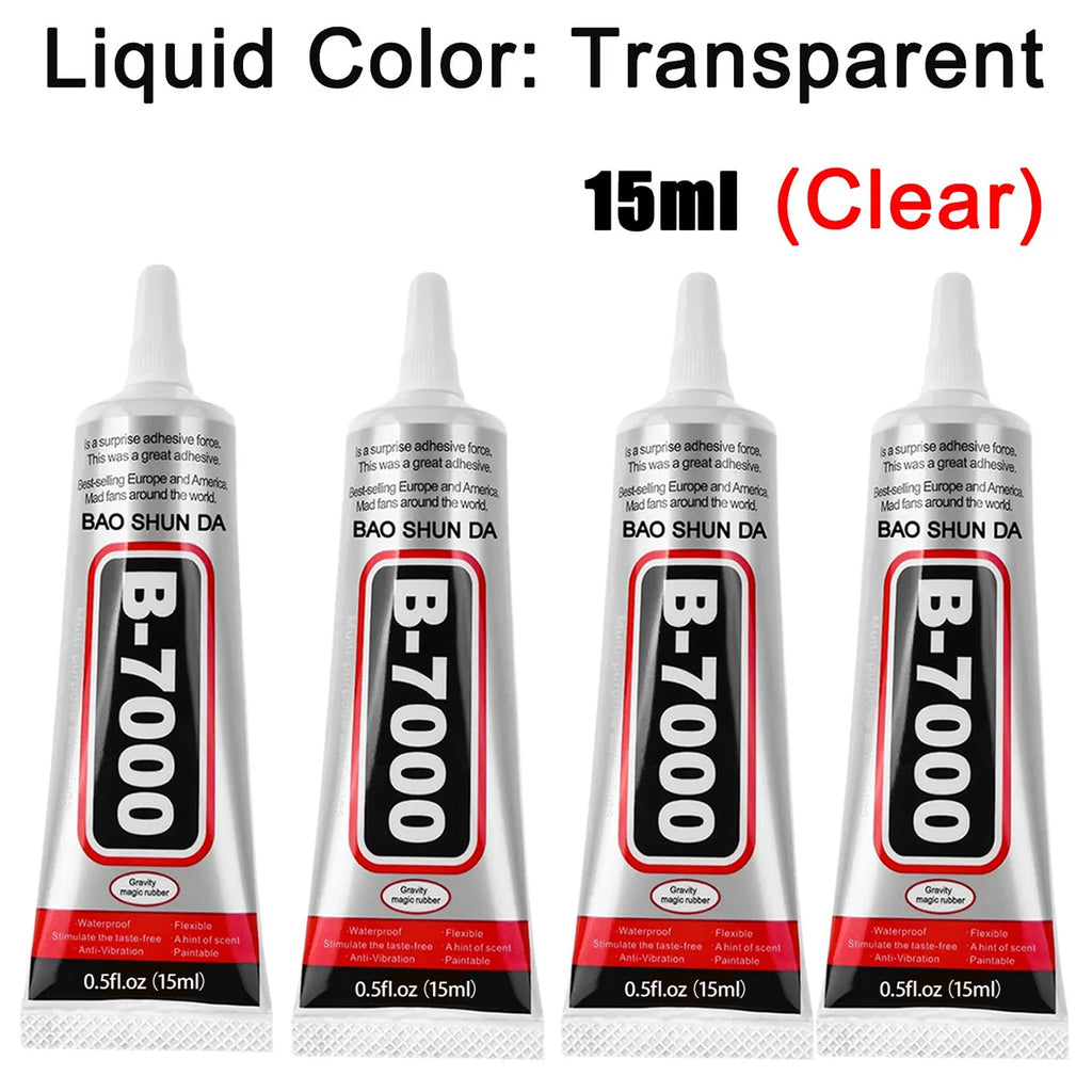 4-pack B-7000 Super Glue, a craft adhesive suitable for electronics, jewelry, crafts, books, fabrics, and more 15ml/50ml/110ml.