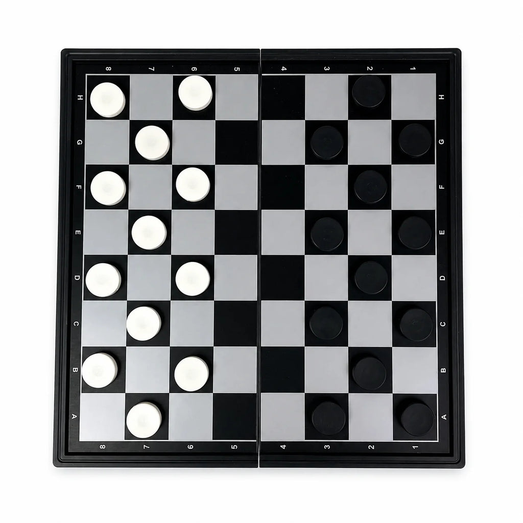 19.1x19.7cm Folding Magnetic Checkers Set 64 Squares Board Game Portable Travel Educational Puzzle Toy Gift for Kids Adults