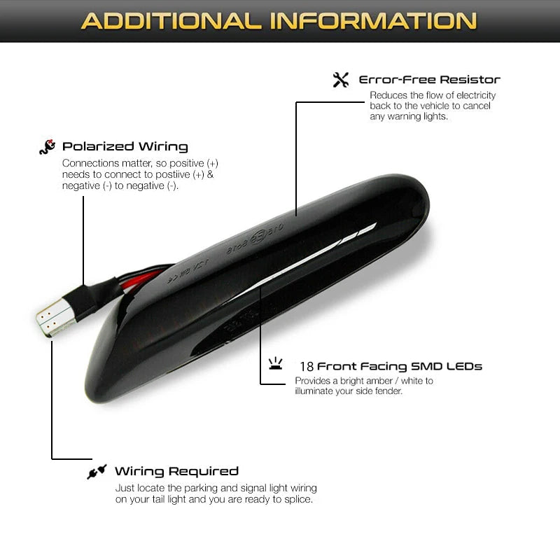 Sequential Flashing LED Turn Signal Side Marker Light For BMW E60 E61 E90 E91 E87 E81 E83 E84 E88 E92 E93 E82 E46 1 3 5 Series
