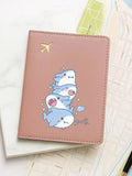 Cute Smiling Shark Pattern Passport Holder Travel Card Cover Portable Storage Pouch Ideal Birthday Gift for Women Air Travel