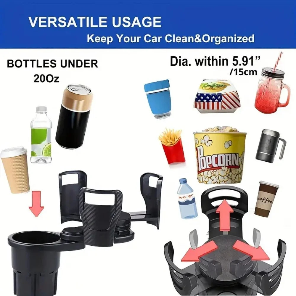 Car Cup Holder Expander, 2 in 1 Cup Adapter Organizers Stand, Multifunctional Bottle Holder Extender